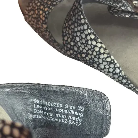 Dansko Sophie Double Strap Wedge Black Metallic Polka Dot Sandals Women Size 8.5 - Picture 7 of 7